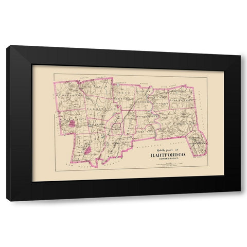 Hartford  South Connecticut - Hurd 1893 Black Modern Wood Framed Art Print with Double Matting by Hurd