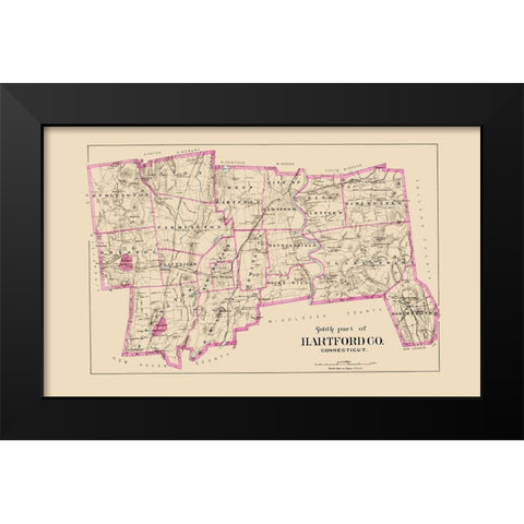 Hartford  South Connecticut - Hurd 1893 Black Modern Wood Framed Art Print by Hurd
