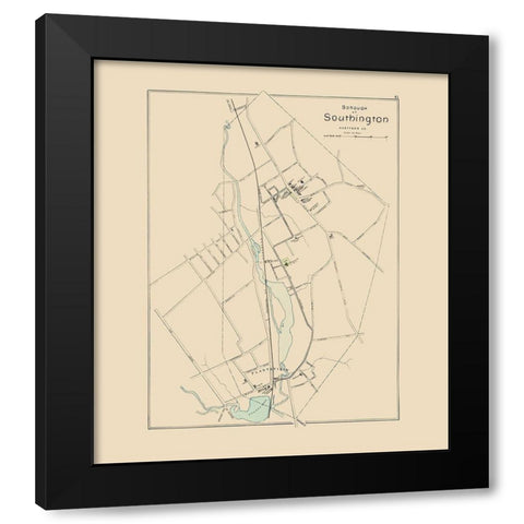 Southington Connecticut - Hurd 1893 Black Modern Wood Framed Art Print by Hurd