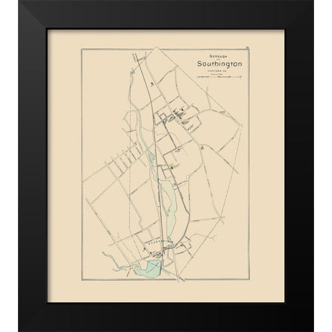 Southington Connecticut - Hurd 1893 Black Modern Wood Framed Art Print by Hurd