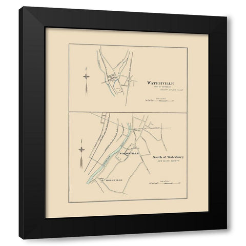 South of Waterbury Connecticut - Hurd 1893 Black Modern Wood Framed Art Print with Double Matting by Hurd