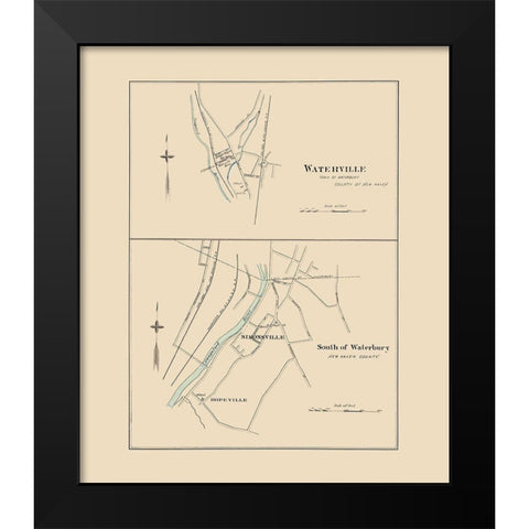 South of Waterbury Connecticut - Hurd 1893 Black Modern Wood Framed Art Print by Hurd