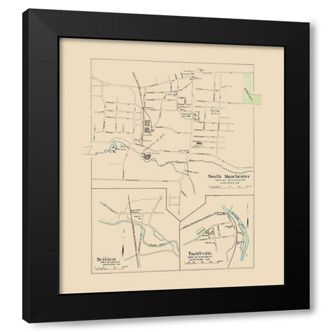 Manchester, South Connecticut - Hurd 1893 Black Modern Wood Framed Art Print by Hurd