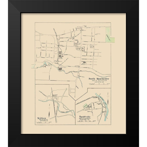 Manchester, South Connecticut - Hurd 1893 Black Modern Wood Framed Art Print by Hurd