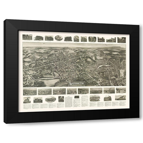 Southington Connecticut - Bailey 1914  Black Modern Wood Framed Art Print with Double Matting by Bailey