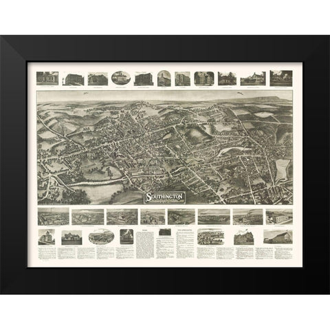 Southington Connecticut - Bailey 1914  Black Modern Wood Framed Art Print by Bailey