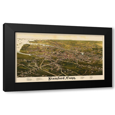 Stamford Connecticut - Burleigh 1883 Black Modern Wood Framed Art Print by Burleigh