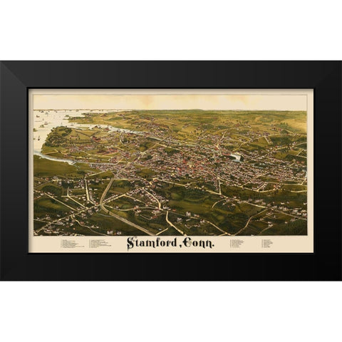 Stamford Connecticut - Burleigh 1883 Black Modern Wood Framed Art Print by Burleigh