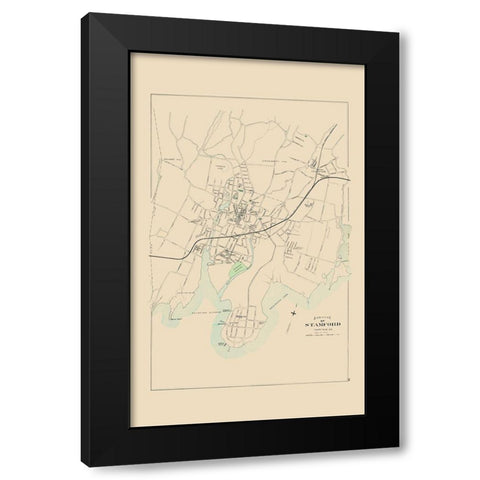 Stamford Connecticut - Hurd 1893 Black Modern Wood Framed Art Print by Hurd