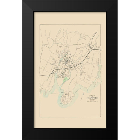 Stamford Connecticut - Hurd 1893 Black Modern Wood Framed Art Print by Hurd