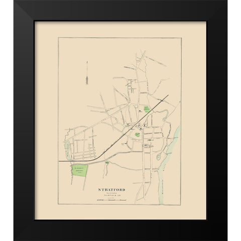 Stratford Connecticut - Hurd 1893 Black Modern Wood Framed Art Print by Hurd