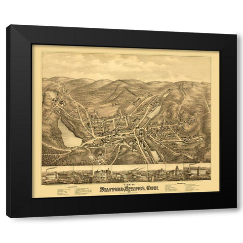 Stafford Springs Connecticut - Bailey 1878  Black Modern Wood Framed Art Print with Double Matting by Bailey
