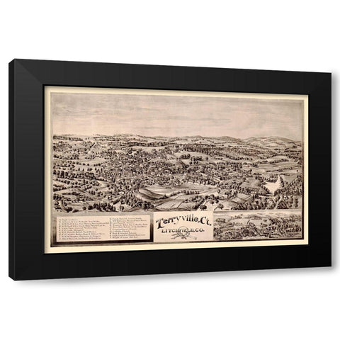 Terryville Connecticut - Norris 1894  Black Modern Wood Framed Art Print by Norris