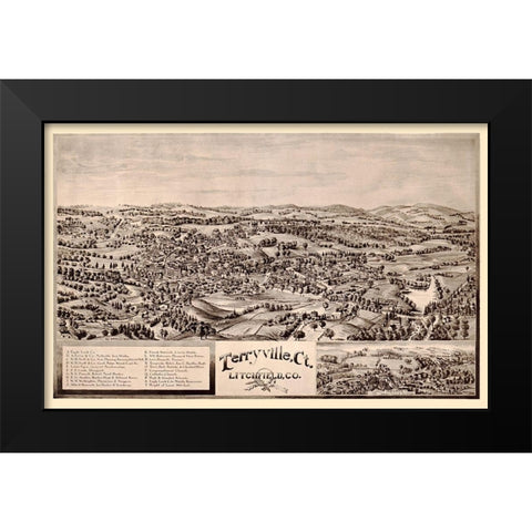 Terryville Connecticut - Norris 1894  Black Modern Wood Framed Art Print by Norris