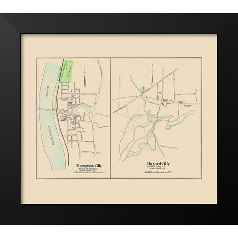 Thompsonville, Hazardville Connecticut - Hurd 1893 Black Modern Wood Framed Art Print by Hurd