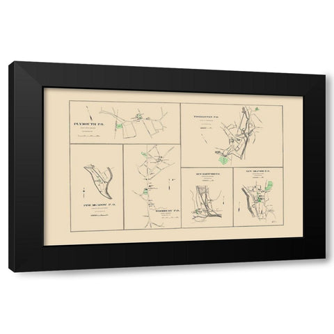 Litchfield Connecticut - Hurd 1893 Black Modern Wood Framed Art Print with Double Matting by Hurd