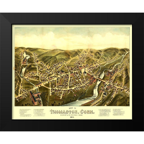 Thomaston Connecticut - Bailey 1879  Black Modern Wood Framed Art Print by Bailey