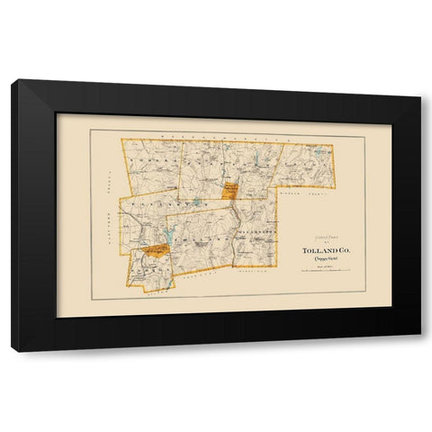Tolland  North Connecticut - Hurd 1893 Black Modern Wood Framed Art Print with Double Matting by Hurd