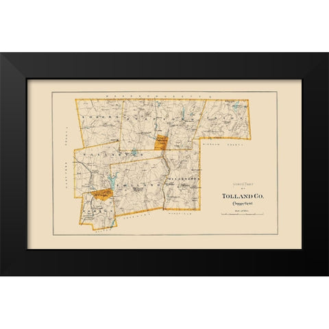 Tolland  North Connecticut - Hurd 1893 Black Modern Wood Framed Art Print by Hurd