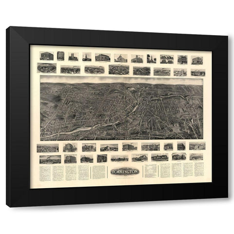 Torrington Connecticut - Bailey 1907  Black Modern Wood Framed Art Print by Bailey