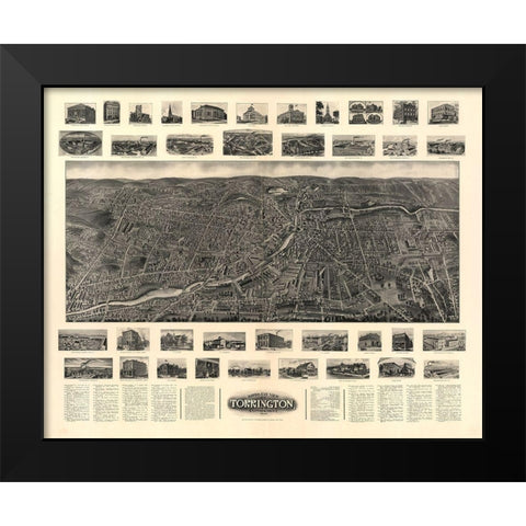 Torrington Connecticut - Bailey 1907  Black Modern Wood Framed Art Print by Bailey