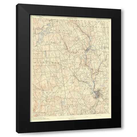 Waterbury Connecticut Sheet - USGS 1892 Black Modern Wood Framed Art Print with Double Matting by USGS