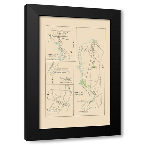 Stony Creek, Ward 15, Yalesville Connecticut Black Modern Wood Framed Art Print with Double Matting by Hurd