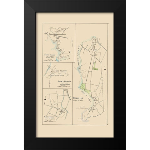 Stony Creek, Ward 15, Yalesville Connecticut Black Modern Wood Framed Art Print by Hurd