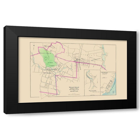 Westville Connecticut - Hurd 1893 Black Modern Wood Framed Art Print with Double Matting by Hurd