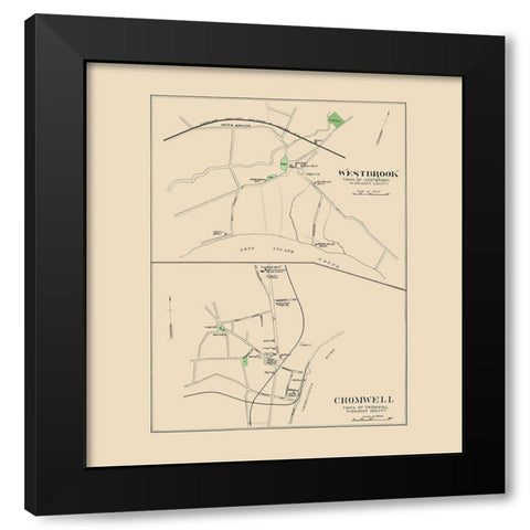 Westbrook, Cromwell Connecticut - Hurd 1893 Black Modern Wood Framed Art Print by Hurd