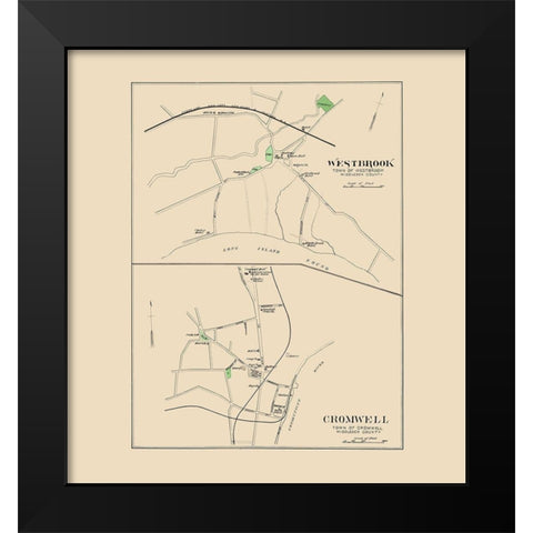 Westbrook, Cromwell Connecticut - Hurd 1893 Black Modern Wood Framed Art Print by Hurd