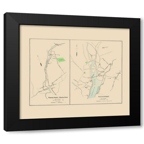 Westport, Sandy Hook, Rocky Glen Connecticut Black Modern Wood Framed Art Print by Hurd