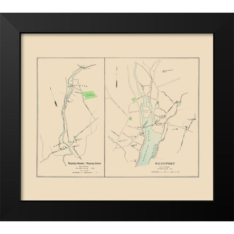 Westport, Sandy Hook, Rocky Glen Connecticut Black Modern Wood Framed Art Print by Hurd
