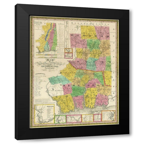 Windham  New London Connecticut - Lester 1833 Black Modern Wood Framed Art Print by Lester