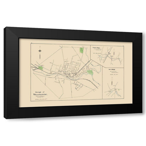 Wiillimantic Connecticut - Hurd 1893 Black Modern Wood Framed Art Print with Double Matting by Hurd