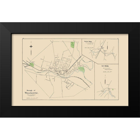 Wiillimantic Connecticut - Hurd 1893 Black Modern Wood Framed Art Print by Hurd