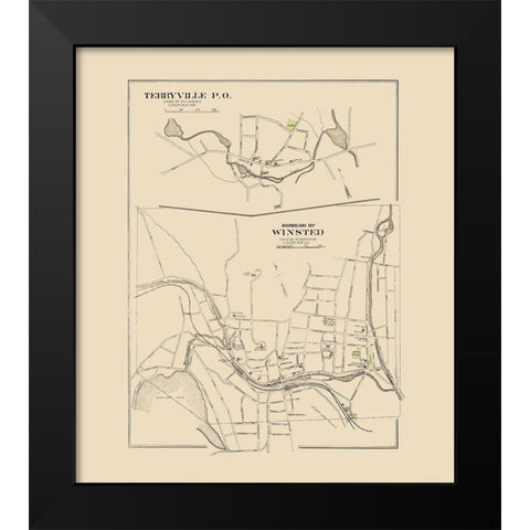 Winsted Connecticut - Hurd 1893 Black Modern Wood Framed Art Print by Hurd