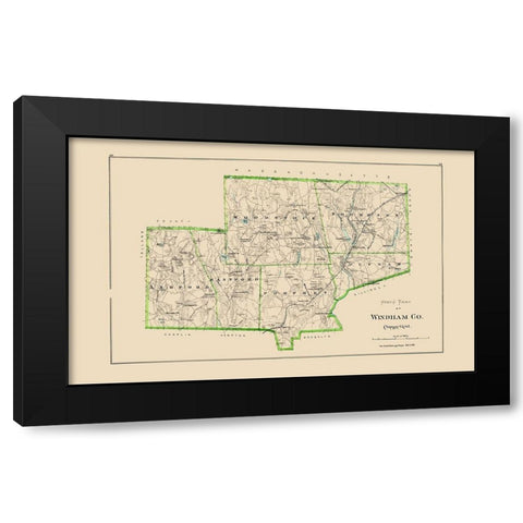 North Windham County Connecticut - Hurd 1893 Black Modern Wood Framed Art Print with Double Matting by Hurd