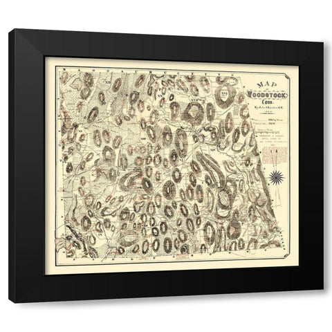 Woodstock Connecticut - Lester 1886  Black Modern Wood Framed Art Print with Double Matting by Lester