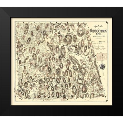 Woodstock Connecticut - Lester 1886  Black Modern Wood Framed Art Print by Lester
