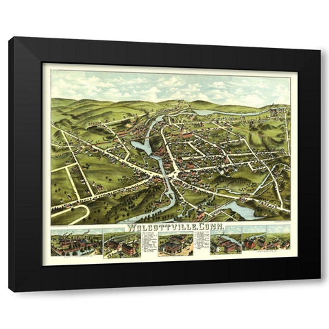 Wolcottville Connecticut - Bailey 1875  Black Modern Wood Framed Art Print with Double Matting by Bailey