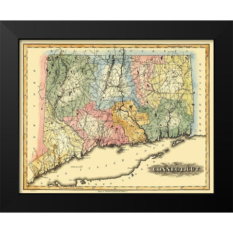 Connecticut - Lucas 1823 Black Modern Wood Framed Art Print by Lucas