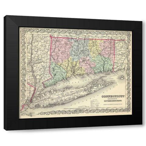 Connecticut - Colton 1856 Black Modern Wood Framed Art Print with Double Matting by Colton