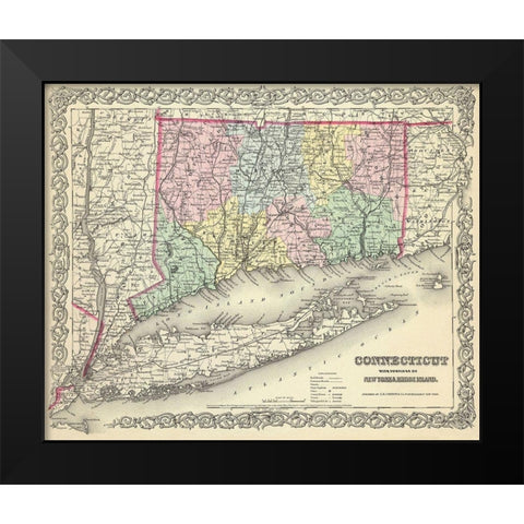 Connecticut - Colton 1856 Black Modern Wood Framed Art Print by Colton