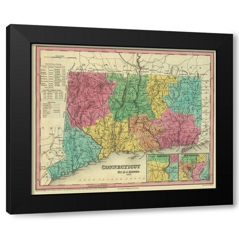 Connecticut - Tanner 1834 Black Modern Wood Framed Art Print by Tanner