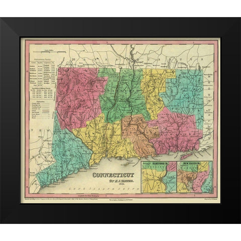 Connecticut - Tanner 1834 Black Modern Wood Framed Art Print by Tanner