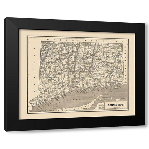Connecticut - Hurd 1893 Black Modern Wood Framed Art Print by Hurd