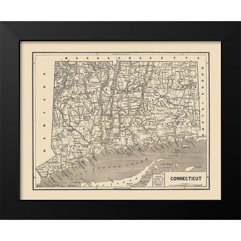Connecticut - Hurd 1893 Black Modern Wood Framed Art Print by Hurd