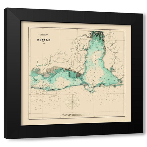 Approaches to Mobile Alabama - Bache 1864 Black Modern Wood Framed Art Print by Bache
