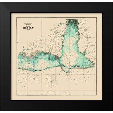 Approaches to Mobile Alabama - Bache 1864 Black Modern Wood Framed Art Print by Bache